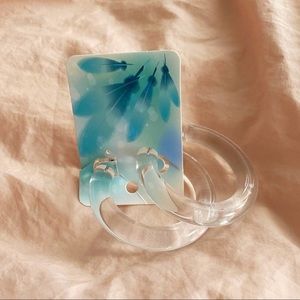 Anthropologie large clear lucite chunky hoops with post backing, like new